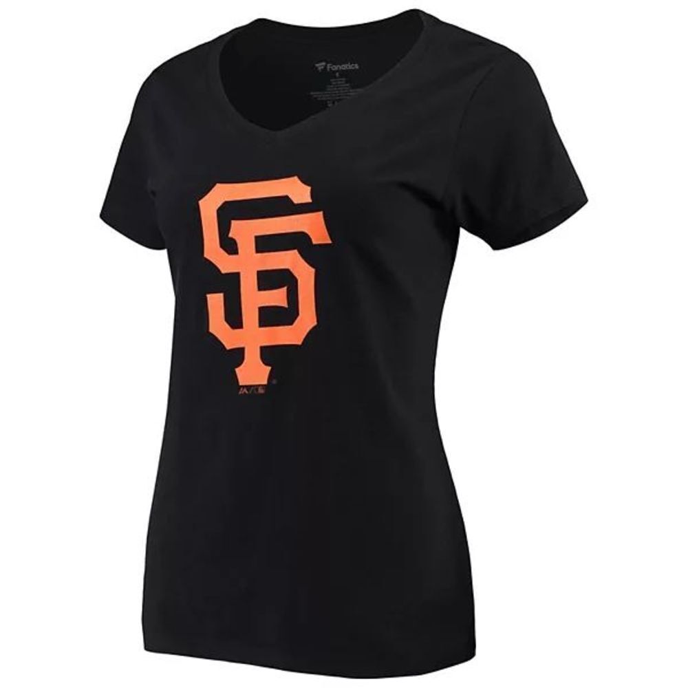 San Francisco Giants Women's Team Color Primary Logo V-Neck T-Shirt Black Size S